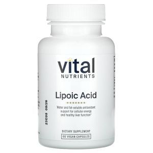 Альфа-липоевая кислота, Lipoic Acid, Vital Nutrients, 300 мг, 60 веганских капсул