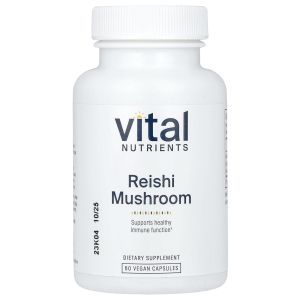 Рейши, грибы, Reishi Mushroom, Vital Nutrients, 500 мг, 60 веганских капсул
