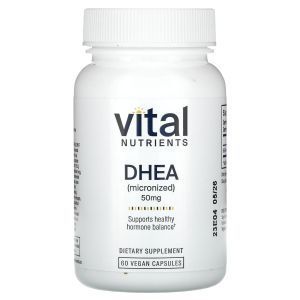ДГЭА (дегидроэпиандростерон), DHEA (Micronized), Vital Nutrients, 50 мг, 60 веганских капсул