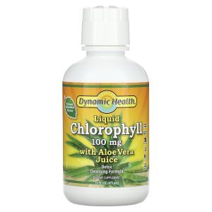 Хлорофилл для пищеварения, Chlorophyll, Dynamic Health, жидкий с алоэ вера и мятой, 100 мг, 473 мл