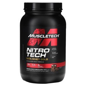 Сывороточный протеин, Nitro Tech, 100% Whey Gold, Muscletech, двойной шоколад, 910 г