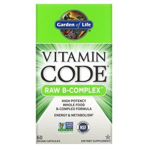 Сырые Витамины, RAW B-комплекс, RAW B-Complex, Garden of Life, Vitamin Code, 60 веганских капсул
