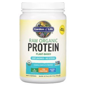 Протеин, RAW Organic Protein, Garden of Life, формула с органическим растительным протеином, без ароматизаторов, 560 г