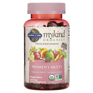Мультивитамины для женщин, Women's Multi, Garden of Life, Mykind Organics, органик, для веганов, вкус ягод, 120 жевательных конфет
