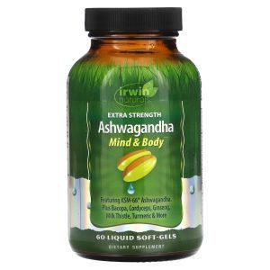 Ашвагандха, защита от стресса, Strength Ashwagandha, Irwin Naturals, 60 гелевых капсул
