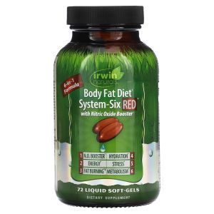 Для похудения система-шесть, Body Fat Diet, System-Six Red, Irwin Naturals, 72 гелевых капсул