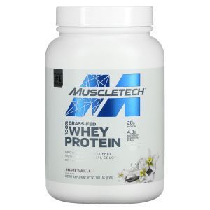 Сывороточный протеин, Grass-Fed 100% Whey Protein, Muscletech, травяного откорма, роскошная ваниль, 816 г 
