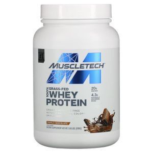 Сывороточный протеин, Grass-Fed 100% Whey Protein, Muscletech, травяного откорма, тройной шоколад, 816 г 

