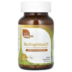 Пробиотики, BioDophilus100, Zahler, усовершенствованная формула пробиотиков, 25 млрд КОЕ, 120 капсул