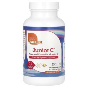 Витамин С,  Junior C, Zahler, расширенный, вкус апельсина, 250 мг, 90 жевательных таблеток