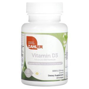 Витамин Д3: усовершенствованная формула, Vitamin D3, Zahler,  25 мкг (1000 МЕ), 120 гелевых капсул