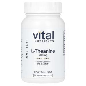 L-теанин, L-Theanine, Vital Nutrients, 200 мг, 60 веганских капсул 