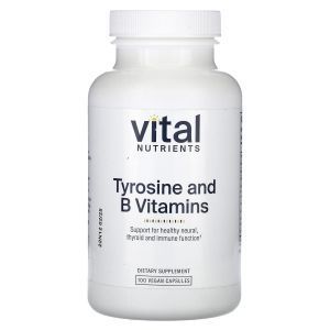 Тирозин и витамины группы B, Tyrosine and B-Vitamins, Vital Nutrients, 100 веганских капсул