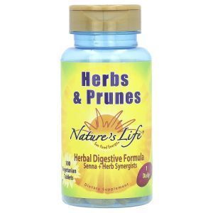 Поддержка кишечника, Herbs & Prunes, Nature's Life, 100 вегетарианских таблеток