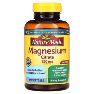 Магний цитрат, Magnesium Citrate, Nature Made, 250 мг, 120 гелевых капсул (125 мг на гелевую капсулу)