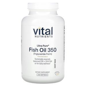 Рыбий жир, Ultra Pure Fish Oil 350, Vital Nutrients, 350 мг, 200 гелевых капсул
