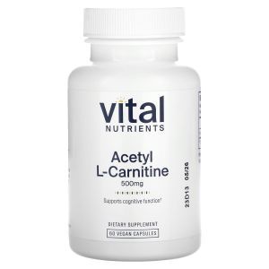 Ацетил L-карнитин для мозга, Acetyl L-Carnitine, Vital Nutrients, 500 мг, 60 вегетарианских капсул