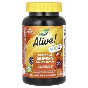 Мультивитамины для детей, вишня, виноград и апельсин, Alive! Multi-Vitamin, Nature's Way, 90 жевательных конфет