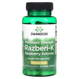 Малиновые кетоны, Razberi-K, Swanson, максимальная сила, 500 мг, 60 вегетарианских капсул