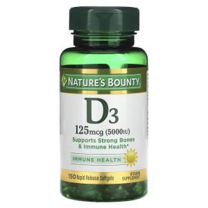 Витамин D3, Vitamin D3, Immune Health, Nature's Bounty, 125 мкг (5000 МЕ), 150 капсул (Default)