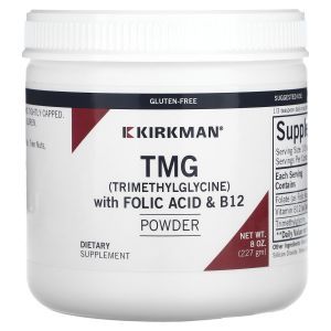 Триметилглицин с фолиевой кислотой и витамином B12,TMG (Trimethylglycine), Kirkman Labs, порошок, 227 г 
