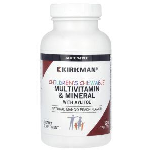 Мультивитамины для детей, Children's Chewable MultiVitamin & Mineral, Kirkman Labs, з ксилитом,  манго и персик, 120 таблеток
