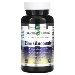Цинк глюконат, Zinc Gluconate, Amazing Nutrition, 50 мг, 120 таблеток
