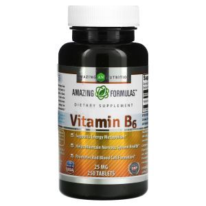 Витамин B6, Vitamin B6, Amazing Nutrition, 25 мг, 250 таблеток
