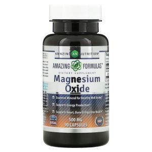 Магний оксид, Magnesium Oxide, Amazing Nutrition, 500 мг, 90 капсул

