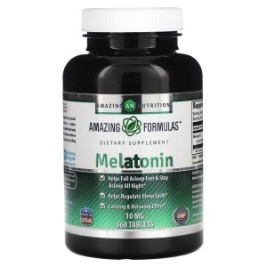Мелатонин, Melatonin, Amazing Nutrition, 10 мг, 360 таблеток
