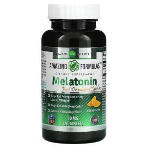 Мелатонин, Melatonin, Amazing Nutrition, вкус цитруса, 10 мг, 120 таблеток
