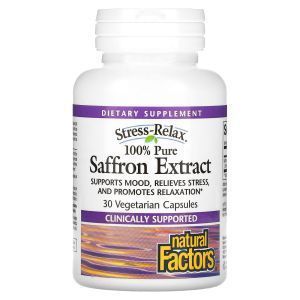 Шафран экстракт, Saffron Extract, Natural Factors, снятие стресса, 30 вегетарианских капсул