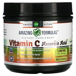 Витамин С, Vitamin C, Amazing Nutrition, аскорбиновая кислота, 1000 мг, 454 г
