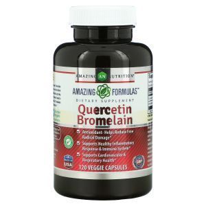 Кверцетин и бромелайн, Quercetin Bromelain, Amazing Nutrition, 120 растительных капсул

