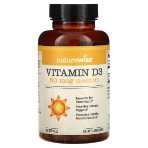 Витамин Д3, Vitamin D3, NatureWise, 50 мкг (2000 МЕ), 360 гелевых капсул
