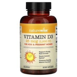 Витамин Д3, Vitamin D3, NatureWise, 25 мкг (1000 МЕ), 360 гелевых капсул
