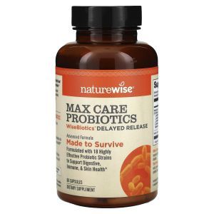 Пробиотики медленного высвобождение, Max Care Probiotics, NatureWise, 60 капсул