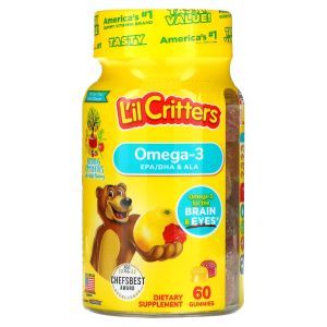 Омега-3 с ДГК и витаминами для детей, Omega-3, L'il Critters, малиново-лимонадный вкус, 60 жевательных конфет