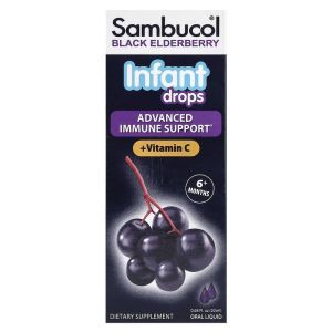 Черная бузина, Black Elderberry, Sambucol, капли для младенцев с 6 месяцев, 20 мл