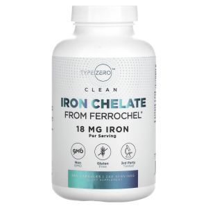 Железо хелат, Clean, Iron Chelate, TypeZero, 18 мг, 240 капсул
