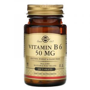 Витамин В6 (пиридоксин), Solgar, 50 мг. 100 таблеток