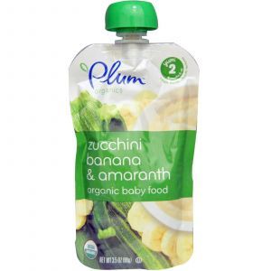 Пюре из цуккини, банана и амаранта, (Zucchini Banana, Amaranth), Plum Organics, 99г 