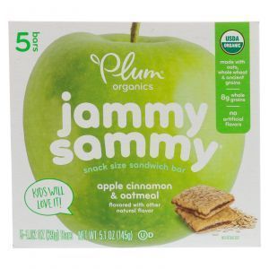 Овсяный батончик с яблоком и корицей, Jammy Sammy, Apple Cinnamon & Oatmeal, Plum Organics, 5 батончиков