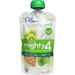 Пюре смесь из шпината, киви и йогурта, (Spinach, Kiwi, Barley, Greek Yogurt), Plum Organics, 113 г