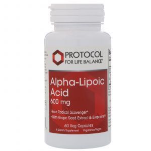 Альфа-липоевая кислота, Alpha-Lipoic Acid, Protocol for Life Balance, 600 мг, 60 кап.