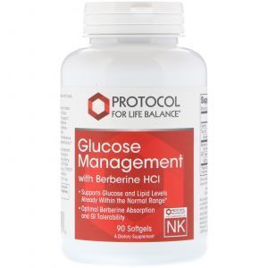 Регулирование уровня глюкозы, Glucose Management with Berberine HCL, Protocol for Life Balance, 90 кап.