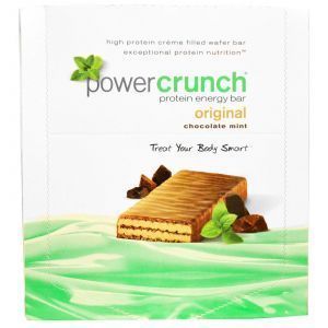 Протеиновые батончики с мятой и шоколадом, Power Crunch, BNRG, 12 шт (40 г)