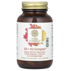 Витамины D3 + K2 комплекс, Vitamin D3 + K2 Complex, Pure Synergy, 60 капсул