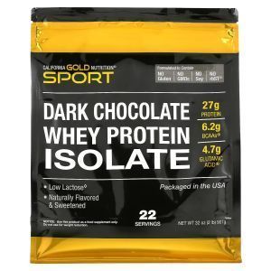 Изолят сывороточного протеина, SPORT - Dark Chocolate Whey Protein Isolate, California Gold Nutrition, со вкусом чёрного шоколада, 907 г