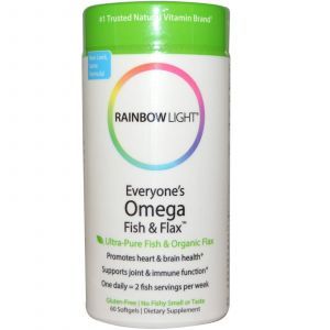 Омега Жирные Кислоты, Omega Fish & Flax Oil, Rainbow Light, 60 капсул